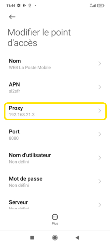 Cliquer sur « Proxy »