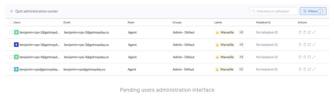 Pending users new administration console